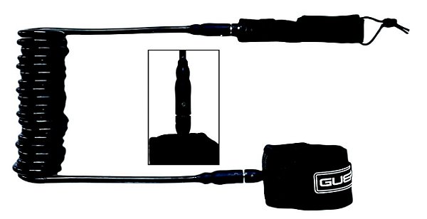 Leash Strep Stand Up Paddle Sup Rotor Injetado Espiral 8 MM. 10' Preto