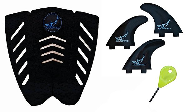 Deck Prancha Surf + Jogo Quilhas GF1 M5 + Chavinha - Kit Surf 17