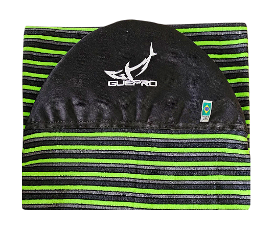 Capa Atoalhada Camisinha Prancha Surf Long Longboard 9'2" Verde, Cinza e Preto