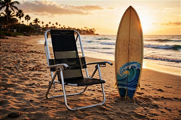 CADEIRA DE PRAIA DE ALUMINIO REFORÇADA PRETO GUEPRO