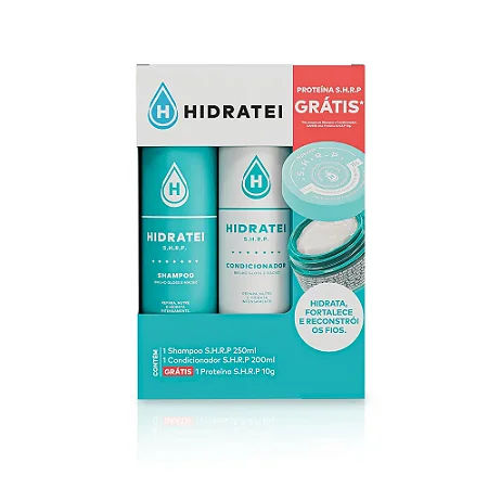 Kit Completo Hidratei SHRP Gloss Shampoo 250ml + Condicionador 200ml + Brinde Mini Proteína 10g