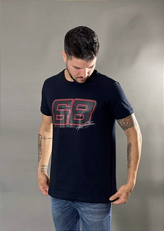 CAMISETA #68 PRETA "68 VERMELHO"CASUAL