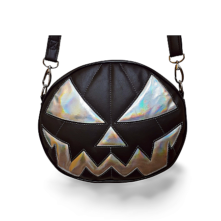 Bolsa Abóbora Halloween Holográfica Couro