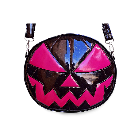 Bolsa Abóbora Halloween Black & Pink Glitter