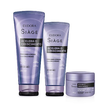Combo Acelera O Crescimento: Shampoo 250ml + Condicionador 200ml + Creme Concentrado 80g