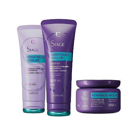 Combo Eudora Hidratação Micelar: Shampoo 250ml + Condicionador 200ml + Máscara Capilar 250g
