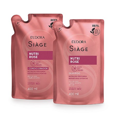 Combo Refil Nutri Rosé: Shampoo 400ml + Condicionador 400ml
