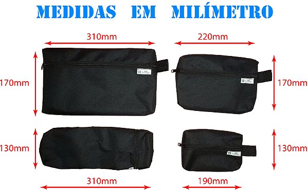 Kit de 4 Bolsas Porta Ferramentas e Acessórios Modelo Necessaires