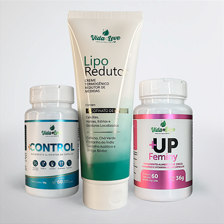 KIT Redução de Medidas e Flacidez (Control+UP Feminy+LipoRedutor) 30 dias