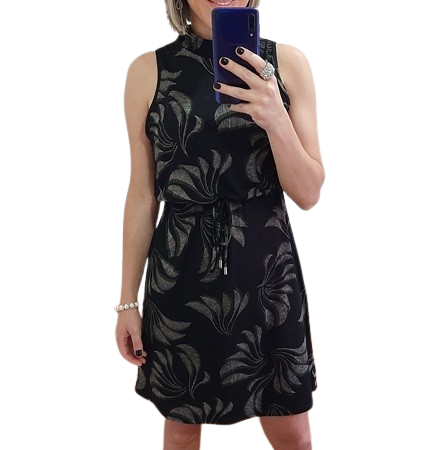 Vestido Feminino Floral Preto Amarração