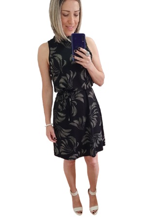 Vestido Feminino Floral Preto Amarração