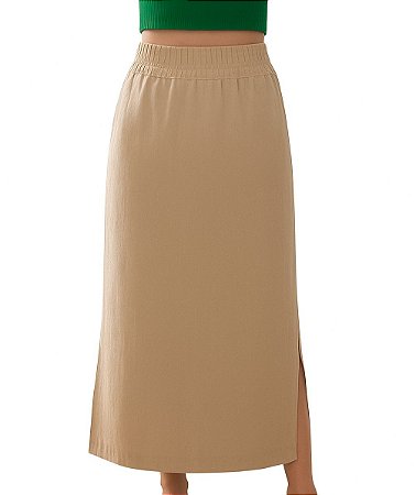 Saia Longa Fendas Laterais - Cinza / Bege