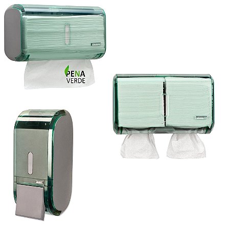 Saboneteira+Porta Papel Toalha +higiênico Cai Cai - Verde