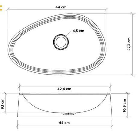 Forma abs 3mm Cuba Modelo Gota Pia De Sobrepor 43x26x11 Cm