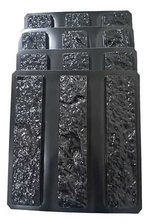 Kit 4 Molde Em Abs 2mm 12 Pedras Rusticas Nature 44,3x9,8 Cm Preto