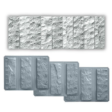Forma ABS 2mm 9 Tijolinhos Rock Face Kit B Ref. 302 Tamanho 29.5 x 9.5 Cm