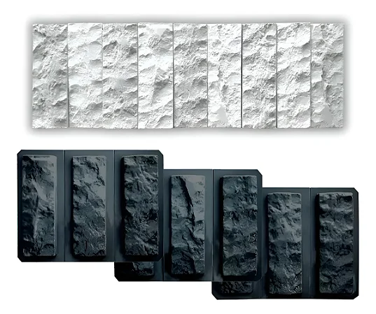 Forma ABS 2mm 9 Tijolinhos Rock Face Kit B Ref. 302 Tamanho 29.5 x 9.5 Cm