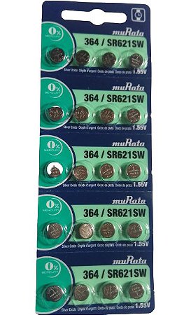 Pilhas Para Relogios  364/621 Sony/Murata cartela c/ 100 un