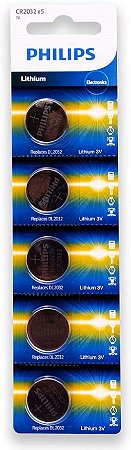Bateria  CR2032 3v Philips cartela com 5 uns