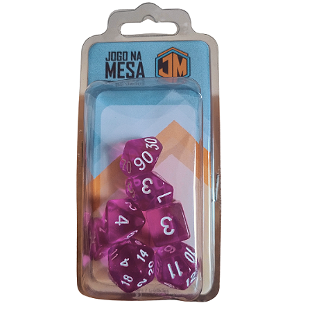 Kit de Dados para RPG - Translúcido - Rosa