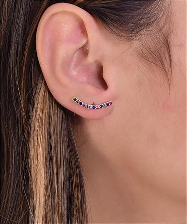 Ear Cuff Com Micro Zircônias Coloridas