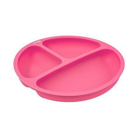 Prato Silicone Com Divisórias Rosa - Clingo