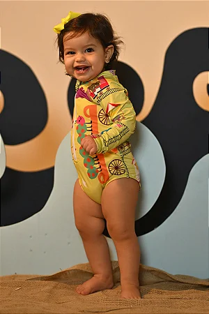 Maiô Zíper Com Proteção UV Trem Bala - Panda Pool