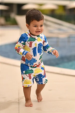 Macacão Zíper Com Proteção UV Amigos da Natureza - Panda Pool