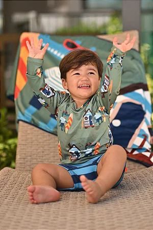 Conjunto Com Proteção UV Jacaré na Maré - Panda Pool