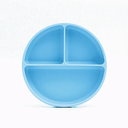 Prato Infantil Silicone com Divisórias e Ventosa Azul Petit Piá
