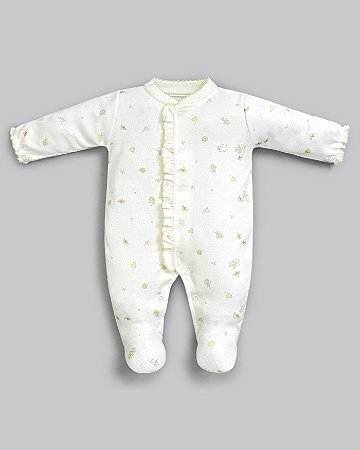 Macacão Longo Estampado Em Suedine Pima Rosa Elefante - Anjos Baby