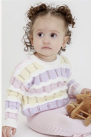 Sweater Manga Longa Tricô Arco íris - Minilady