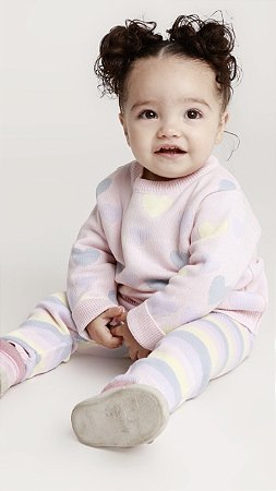Conjunto Tricô Corações Baby - Minilady