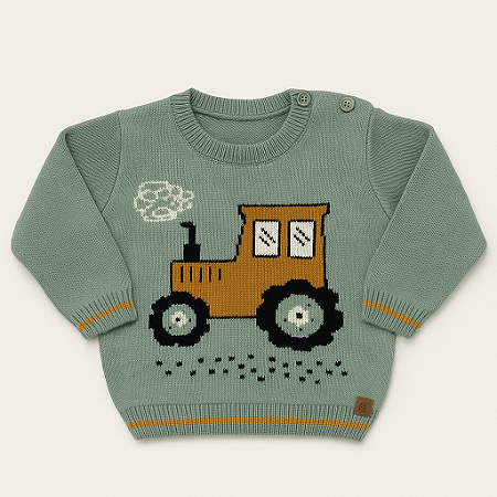 Sweater Trator Verde e Marrom - Minilord