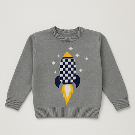 Sweater Foguete Cinza- Minilady