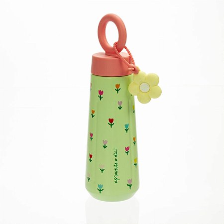 Garrafa Isotérmica 500 ml, c/ Dupla Camada de Aço Inox Tulipas - Florie