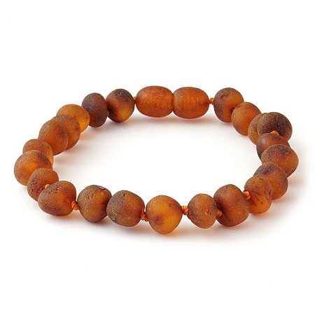 Pulseira (ou Tornozeleira) de Âmbar Báltico Baby Cognac Fosco  -14 cm