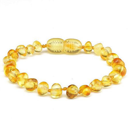 Pulseira de Âmbar Báltico Adulto Lemon Polido 19 cm