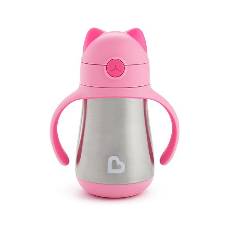 Copo Térmico Infantil Aço Inox Cool Cat Rosa - Munchkin