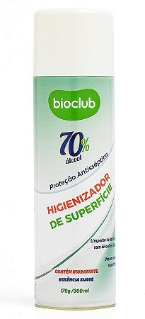 Higienizador Para Roupas e Superfícies Álcool 70 Spray 300 ml (Proteção Antisséptica) - Bioclub