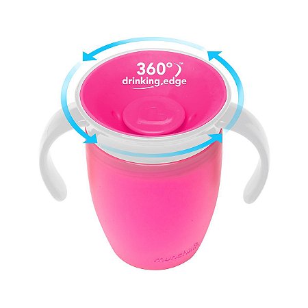 Copo de Treinamento 360 Com Tampa Rosa - Munchkin