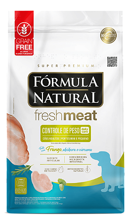 Fórmula Natural Fresh Meat Controle De Peso Cães Adultos Portes Mini e Pequeno Frango, Abóbora e Cúrcuma 7kg