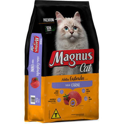 Magnus Premium Gatos Adultos Castrado Sabor Carne Sem Corantes 20kg