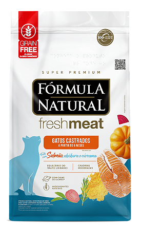 FÓRMULA NATURAL FRESH MEAT GATOS CASTRADOS SALMÃO, Abóbora e Cúrcuma 7KG