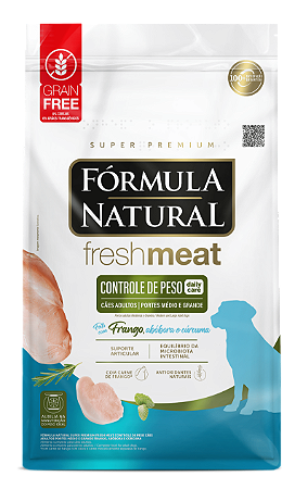 Fórmula Natural Fresh Meat Controle De Peso Cães Adultos Portes Médio E Grande Frango, Abóbora E Cúrcuma 12kg