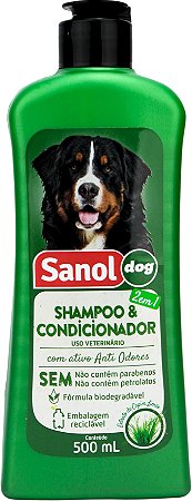 Sanol Dog Shampoo E Condicionador De Pêlos Para Cães 500 Ml Verde