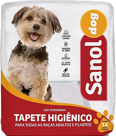 Tapete Higiênico Sanol Dog para Cães de todas as raças e idades 60 x 57 cm (14 unidades) - Total Química