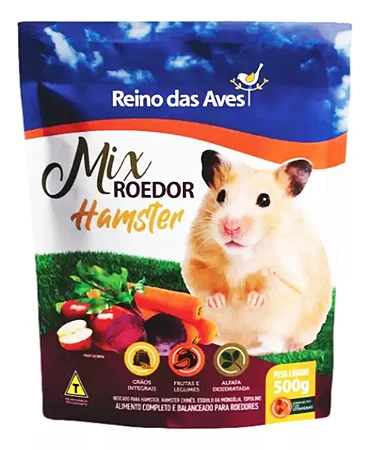 Ração Para Hamster E Roedores Mix 500g - Reino Das Aves