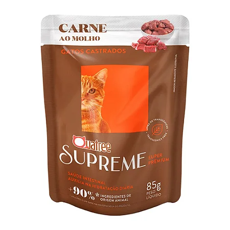 Ração Úmida para Gatos Castrados Quatree Supreme Super Premium Carne ao Molho 85g