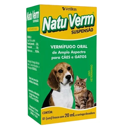 Vermífugo Natu Verm Suspensão para Cães e Gatos 20ml